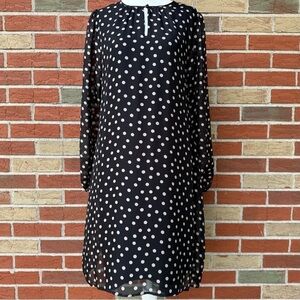 🤰 Seraphine Polka Dot Keyhole Black Tan Long Sleeve Maternity Dress